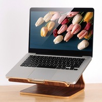 Support pliable en bois HUATENG pour ordinateur portable et support de refroidissement pour ordinateur portable avec hauteur réglable pour bureau à domicile
