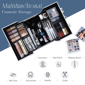 Portable Makeup Case Lockable Cosmetic Train Case Large Beauty Storage <b>Box</b> for Cosmetics Nail Tattoo <b>Tool</b> - Product Image 2