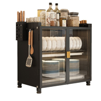 Meuble de rangement de cuisine multifonctionnel avec égouttoir et étagère pour micro-ondes