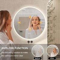Miroir LED de salle de bain de forme ronde, miroir imperméable de haute qualité, interrupteur tactile, miroir intelligent
