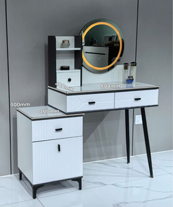 Modern Minimalist Luxury Bedroom Dressing Table with Stone Slab Extendable Smart <strong>Mirror</strong> Storage Cabinet-Integrated Makeup <strong>Vanity</strong> - Product Image 4