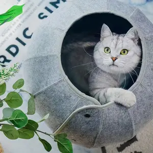 Longsen 럭셔리 겨울 펠트 따뜻한 고양이 개 장난감 가구 침대 재미 접이식 다기능 씹기 현대 애완 동물 집