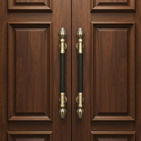 Poignée de porte en bois de style chinois moderne, nouvelle, en acier inoxydable, verre, bronze rouge, bronze, luxe, hôtel, KTV
