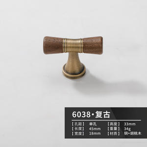 Tirador de madera de nogal y latón para armarios de estilo antiguo de color cobre para uso en la cocina - Product Image 6