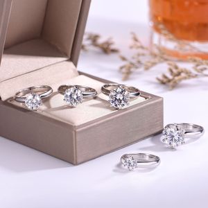 चांदी के सफेद सोने 925 कई आकारों में सेट-1ct से 5ct vv gra misSonite गहने सोलिटेयर हीरे के छल्ले - Product Image 3