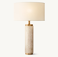 Lampe de table LED cylindrique moderne en marbre blanc et gris, finition laiton brossé, abat-jour en lin beige, lampe de chevet/bureau flexible E26