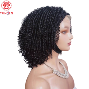 Cabello Humano 100% Virgen, Peluca con Frente de Encaje 4x4, Cabello Corto y Rizado con Raya al Medio en Negro para Mujeres - Product Image 3