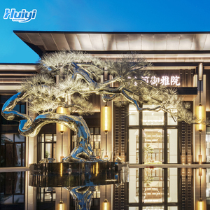 ประติมากรรมรูปต้นสนสแตนเลสสำหรับตกแต่งสวนทำจากโลหะขัดเงางานกลางแจ้งตามสั่ง - Product Image 3