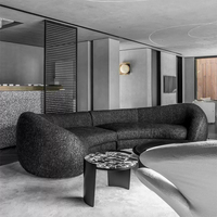 Sofá Seccional Minimalista de Tela Blanca en Forma de Media Luna, Sofá Circular Moderno para Vestíbulo de Hotel, Sofá Circular de Cachemira con Forma Especial