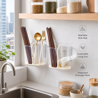 Boîte de rangement murale en plastique de qualité alimentaire pour baguettes et couverts, avec drainage, pour cuisine et table