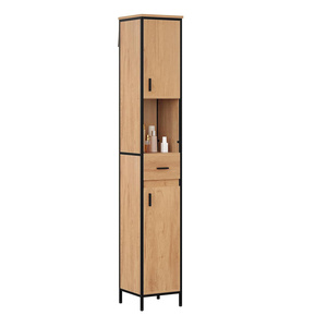 <span class=keywords><strong>Armoire</strong></span> <span class=keywords><strong>de</strong></span> <span class=keywords><strong>salle</strong></span> <span class=keywords><strong>de</strong></span> <span class=keywords><strong>bain</strong></span> haute et étroite avec tiroir, compartiment ouvert, étagères réglables, 30 x 30 x 180 cm, chêne clair noir - Product Image 5