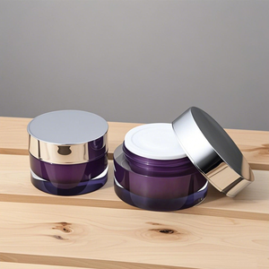 Metalization sáng bóng Sliver vít cap Acrylic Kem Jar sang trọng nhựa mỹ phẩm Jar xi lanh hình dạng khuôn mặt kem đóng gói <span class=keywords><strong>container</strong></span> - Product Image 1