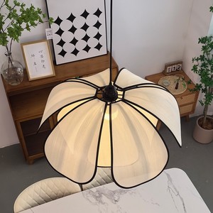 Cream Colored Petal Pendant <b>Light</b> E27 Led Single Head Round <b>Chandelier</b> For Home Dining Living Bedroom Study Nordic Minimalist - Product Image 5