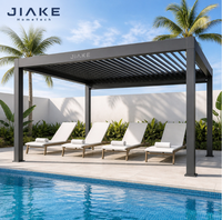 Pergola de piscine Jiake avec toit à lames orientables en aluminium pour jardin, patio, gazebo, pavillon, espace de vie extérieur résidentiel