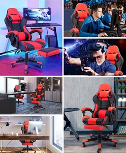<span class=keywords><strong>Sillas</strong></span> de juego personalizadas de alto estándar rojo estilo de carreras altavoces de música <span class=keywords><strong>sillas</strong></span> gamer con luces RGB Silla de juego LED con reposapiés - Product Image 6
