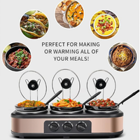 Cuisinière lente électrique portable 1,5 L à trois compartiments, 3 pots, soupe, ragoût, réglages automatiques, étanche pour un usage domestique