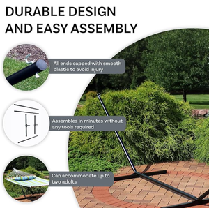 Double <b>Hammock</b> Stand for Outside 400LBs Capacity Indoor Outdoor <b>Hammock</b> <b>Frame</b> Black Powder-Coated Finish - Product Image 5