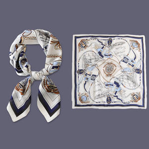 ผ้าพันคอสี่เหลี่ยมผ้าซาตินสไตล์เกาหลีสำหรับผู้หญิง ขนาด 70x70 ซม. แฟชั่นฤดูร้อน ลายสีตัดกัน ดีไซน์ลายสก็อตโพลีเอสเตอร์แบบใหม่ - Product Image 3