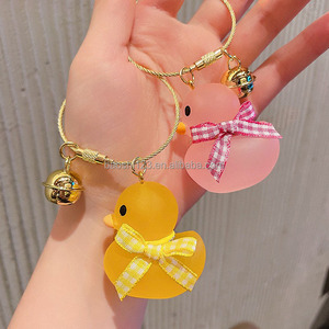 5cm Cute Cartoon Acrylic Duck Keychain with Wire Ring and Bell <b>Bag</b> <b>Charm</b> Portable Handbag Hanging Accessory Holiday Gift - Product Image 4