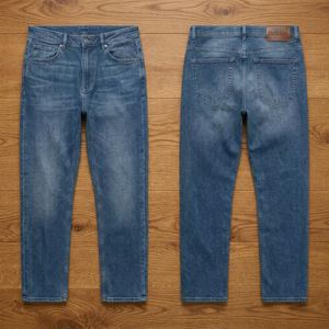 Minzi Industries Jeans de mezclilla vintage lavados para hombre, corte recto, tiro medio, azul casual, transpirables, ecológicos, lavables, con lavado a la arena - Product Image 3