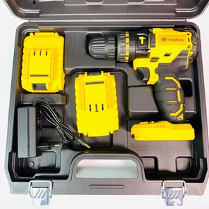21V Yellow High <b>Torque</b> Rechargeable Portable Cordless Power Impact Drill <b>Set</b> Home Multifunctional Battery Hand Drill - Product Image 3