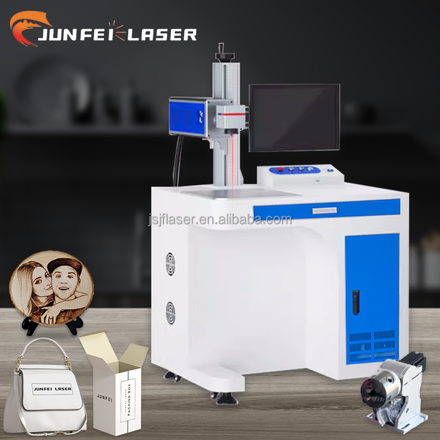 JUNFEI Co2 Galvo Laser Marking Machines 30W 60W Air Cooler Fiber Laser Engraver Deep for Plastic Metal and Woods