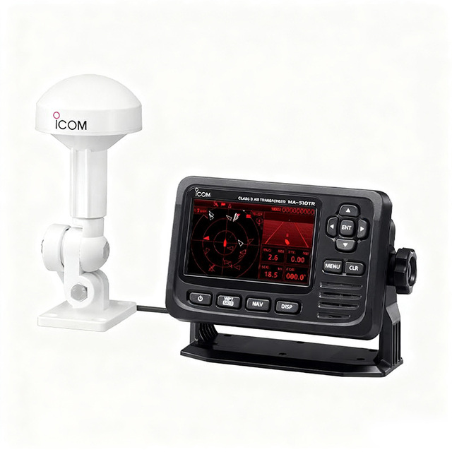 Icom MA-510TR IPX7 Waterproof Vhf 161.500mhz to 162.025mhz Navigation Class B AIS Transponder with Display and GPS Antenna