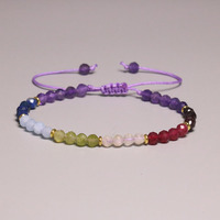 Bracelet en perles facettées en pierres précieuses naturelles arc-en-ciel de 4 mm, réglable, fait main, en cristal, pour bijoux personnalisés, vente en gros