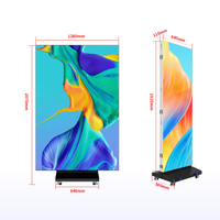 Écran publicitaire LED mobile pliable en trois parties pour intérieur, Totem vertical, machine publicitaire LED mobile, affichage LED pour salon automobile