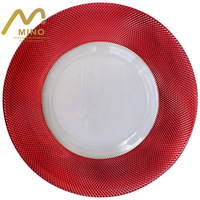 Assiettes de présentation en verre à bord doré de 13 pouces pour mariage, décoratives, pour dîner et fête