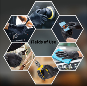 Gants en nitrile noirs jetables de qualité supérieure, résistants aux produits chimiques, à texture diamantée, 8 mil, 10 mil, pour mécaniciens, sécurité au travail, boîte de 100 pièces - Product Image 3