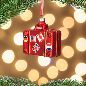 مفتاح ربط زجاجي ينفخ باليد للإجازات أداة تزيين من الجلد مخصصة للسفر شجرة عيد الميلاد هدية مزخرفة صديقة للبيئة - Product Image 3