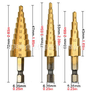 Mr <b>Drill</b> Center <b>Drill</b> Bit Hexagonal Shank Gold Finish 6Pc <b>Step</b> <b>Drill</b> Set Metal Drilling Kit - Product Image 3