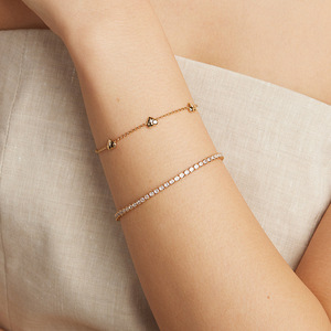 <span class=keywords><strong>Bracciale</strong></span> in <span class=keywords><strong>argento</strong></span> <span class=keywords><strong>925</strong></span> da <span class=keywords><strong>donna</strong></span> <span class=keywords><strong>925</strong></span> in <span class=keywords><strong>argento</strong></span> Sterling cuore 18K placcato oro zircone Versatile braccialetto gioielli all'ingrosso - Product Image 2