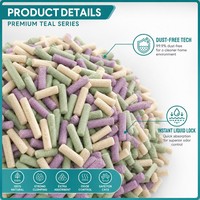 Litière pour chat en tofu 100 % biodégradable en gros, fibres végétales de haute qualité, parfum pêche, lavande, thé vert