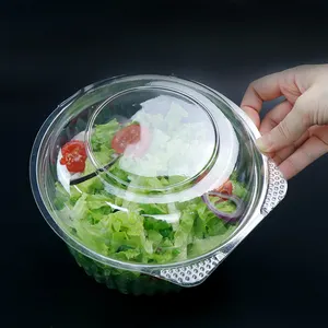 Ensaladera todo en uno Ensaladera de plástico personalizada para llevar con tapa para restaurante Ensaladeras desechables para llevar