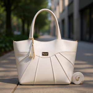 Bolso Tote Blanco para Mujer Fana Kaia, Clásico, Casual, con Cierre de Solapa, Microfibra, Cuero Sintético, Correa Extraíble, Uso Diario - Product Image 2