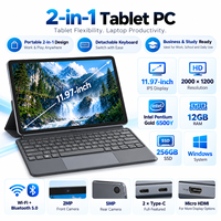 Laptop Tablet PC 2 in 1 11,97 Inci 2000x1200 IPS Intel Pentium Gold 6500Y RAM 12GB SSD 256GB Keyboard Lepas Pasang untuk Penggunaan Kantor