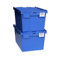 Bac de rangement logistique en plastique personnalisé, empilable, avec couvercle attaché, pour le stockage et le déménagement, en PP