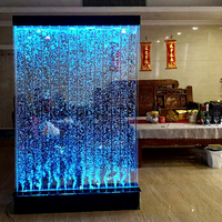 Panneau mural moderne en acrylique à bulles d'eau, mobile, autoportant, transparent, séparateur de pièce, lumières LED à changement de couleur pour l'intérieur de la maison
