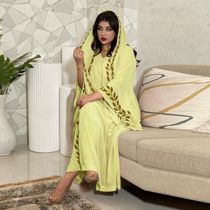 Robe Dubaï à deux pièces avec motif brodé, manches larges, foulard Dubaï, robe pour femmes musulmanes - Product Image 6