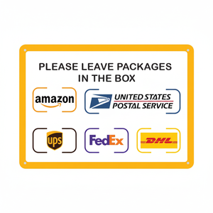 Letrero de entrega de paquete amarillo de alta calidad de aluminio | Letrero de patio | Rectángulo | 10x7 | Resistente a la decoloración - Product Image 1