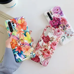 เคสโทรศัพท์ลายดอกไม้ใบตองวินเทจ,เคสหลังนิ่มแหวนสวมนิ้วสำหรับ Samsung S21 Plus S20 S10e S10 S9 S8 Plus Note 10 - Product Image 1