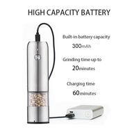 Juego de molinillos eléctricos de sal y pimienta, recargables por USB, mini, multifuncionales, operación con una sola mano, grosor ajustable, ecológicos