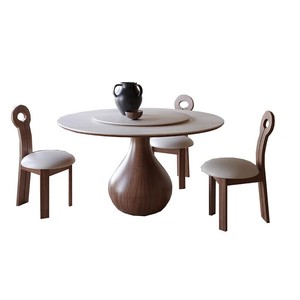 Italian Black Walnut <b>Solid</b> <b>Wood</b> <b>Round</b> <b>Dining</b> <b>Table</b> 120cm Stable Design For <b>Dining</b> Room - Product Image 5