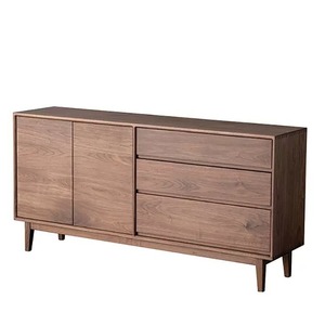 Nordic Solid Wood Black Walnut <b>Sideboard</b> 900mm Plus Storage Cabinet For Living Room And Entryway Use - Product Image 5