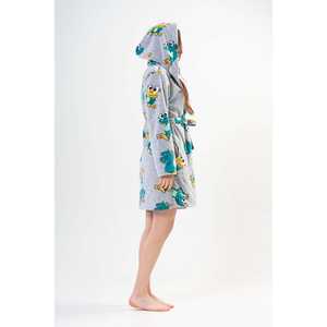 Frogy Bata de lana para mujer, color gris melange, con capucha, ropa de dormir informal suave, bata de manga larga - Product Image 2