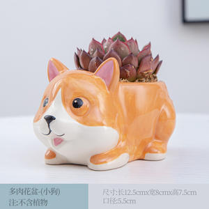 กระถางปลูกต้นไม้อวบน้ำทำจากเซรามิกรูปหมาจิ้งจอกแมวแพนด้าและคอร์กี้รูปช้างน่ารักแบบ0A58 - Product Image 5