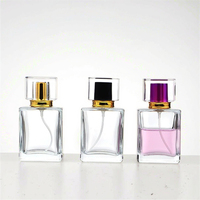 Flacons de parfum en verre transparent carrés de luxe 30ml/50ml/100ml avec pulvérisateur et impression sérigraphique