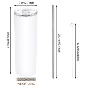 Échantillon gratuit gobelet de sublimation droit blanc à double paroi en acier inoxydable de 20 oz - Product Image 6